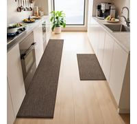 LEKEEPGO Alfombra Cocina Lavable Antideslizante 43x75cm+43x200cm, 2 Piezas Alfombras Cocina Lavable, Alfombra Pasillo Larga, Tapete Cocina, Absorbente Alfombra para Cocina, Pasillo, Lavadero, Marrón