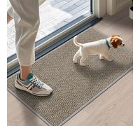LEKEEPGO Alfombra de Entrada 43 x 75 cm, Ultrafina, Absorbente y Lavable, Felpudo de Entrada de Perfil bajo para atrapar la Suciedad, Alfombra para el Piso Delantero, Gris