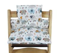 LEKEFET Cojín de asiento para niños Stokke Tripp Trapp, 2 piezas, resistente al agua, cojín de asiento suave extraíble para bebés, fácil limpieza, fácil fijación - Parque de elefantes