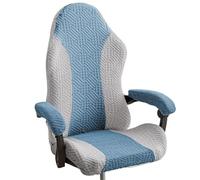 LEKEFETO 1 juego de fundas para silla de videojuegos, elásticas, extraíbles, para videojuegos, carreras, con reposabrazos, lavable, funda para silla de ordenador, silla de gaming, color gris y azul