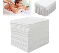 LEKEFETO 100 unidades de sábanas desechables, cubierta para camas de masaje, mesa de masaje desechable, sábana de tela no tejida, para camillas de masaje, spa y tatuajes, 80 x 180 cm, color blanco