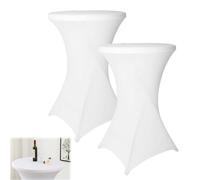 LEKEFETO 2 Fundas Elásticas para Mesa Alta de 80 a 85 cm, Mantel Blanco para Bar, Mostrador, Patas de Pie, Bistró, Boda y Fiesta de Cumpleaños