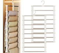 LEKEFETO 2 perchas para pantalones, ahorran espacio, perchas múltiples, perchas para pantalones, organizador para guardarropa, para colgar pantalones, bufandas, toallas, corbatas