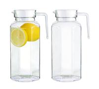 LEKEFETO 2 piezas Jarra de agua transparente con tapa: jarra de jugo transparente de 1,5 litros con tapa, botella de agua acrílica, jarra de té helado de plástico con asa