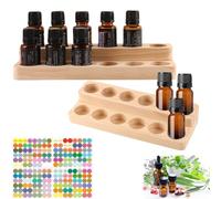 LEKEFETO 2 soportes de exhibición de aceites esenciales: soporte de madera para aceites de aromaterapia, caja de almacenamiento de doble capa para aceites esenciales, caja de aceites esenciales para