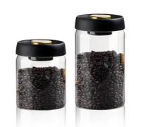LEKEFETO 2 unidades de latas de café con tapa al vacío: 1200 ml+900 ml de vidrio con tapa, almacenamiento sostenible, lata de café al vacío, hermética, para té, nueces, cacao, mantenerse fresco