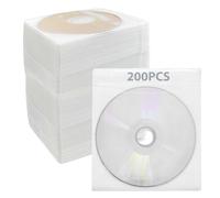 LEKEFETO 200 fundas para CD/DVD/BluRay, fundas de plástico estándar de doble cara para CD, CD y BluRay, para almacenamiento de CD, DVD, BD, espacios en blanco