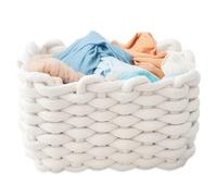 LEKEFETO 20x15x12 cm Cesta de almacenamiento de algodón: cesta trenzada, cestas para almacenar pequeños artículos para el hogar cestas cuadradas de almacenamiento para habitación de bebé, dormitorio,