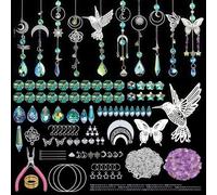 LEKEFETO 400 piezas atrapador de sol de cristal juego de manualidades: juego de manualidades con colgante de cristal, decoración de ventana, atrapasueños de cristal con colibrí plateado, decoración