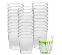 LEKEFETO 60 vasos reutilizables de 200 ml, vasos de fiesta apilables de material PS, vasos transparentes de cóctel para bodas, fiestas y fiestas en el jardín (7,4 x 6,8 cm)