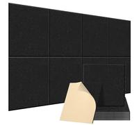 LEKEFETO 8 Piezas Paneles Acústicos Autoadhesivos de Alta Densidad, Paneles Absorbentes de Sonido 30 x 30 x 1 cm, Paneles de Pared para Estudio, Oficina, Sala de Estar, Cine en Casa, Negro