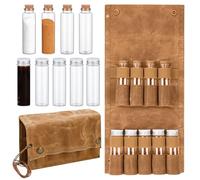 LEKEFETO Bolsa de especias portátil de lona con 9 tarros de especias, juego de especias para acampar al aire libre, barbacoa, picnic, viaje (caqui)