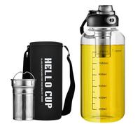 LEKEFETO Botella de cristal de 1,5 l con colador de té, botella de agua de cristal a prueba de fugas, botella de agua de 1500 ml, botella de borosilicato para té, oficina, escuela, deporte