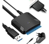 LEKEFETO Cable adaptador SATA a USB 3.0 para disco duro HDD/SSD de 2,5/3,5 pulgadas, incluye adaptador de red de 12 V/2 A, 6 Gbps de alta velocidad, convertidor de disco duro externo (Windows/Mac