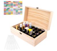 LEKEFETO Caja de almacenamiento de aceites esenciales de madera con 36 agujeros, caja de almacenamiento para aceites esenciales de madera, multifunción, caja de regalo para aceites, esmalte de uñas