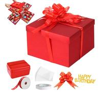 LEKEFETO Caja explosiva, caja de regalo creativa, caja de regalo de 5 capas, caja de regalo hecha a mano, para hombre, mujer, niña, niño, rojo