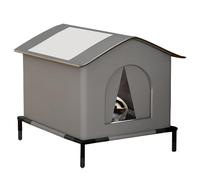 LEKEFETO Casa para gatos para exteriores, resistente al agua, cálida casa para gatos con base elevada y aislamiento, resistente a la intemperie, para gatos callejeros y mascotas pequeñas, 33 x 33 x 33