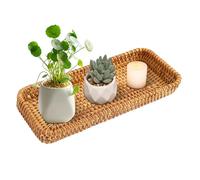 LEKEFETO Cesta de almacenamiento de ratán, cestas de mimbre trenzado, para baño, para cajones, decorativas, cocina, salón (27,5 x 11 x 4 cm)