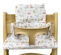 LEKEFETO Cojín de asiento para trona Tripp Trapp: cojín antideslizante, revestimiento laminado, cojín de bebé de algodón orgánico, lavable a máquina, fácil montaje, diseño zoológico