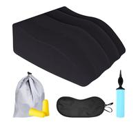 LEKEFETO Cojín hinchable para piernas elevadas, cojín de cuña para dormir, cojín elevador de piernas, cojín de apoyo para piernas, rodillas, mejora la circulación sanguínea, lavable (negro)