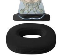 LEKEFETO Cojín ortopédico redondo, cojín de espuma viscoelástica, cojín ortopédico negro, cojín para promover la circulación sanguínea, alivia el dolor, oficina, asiento de coche