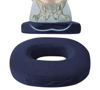 LEKEFETO Cojín ortopédico redondo de espuma viscoelástica, cojín ortopédico para el asiento, para promover la circulación sanguínea, alivia el dolor, oficina, asiento de coche (azul marino)