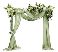 LEKEFETO - Cortinas de arco de boda de tul transparente, 75 x 600 cm, decoración para boda, fotografía, fiesta y cama con dosel (verde claro)