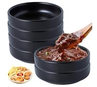 LEKEFETO Cuencos de cerámica para salsa, 6 unidades, 9 cm, mini redondos, para sushi, salsa, salsas, postres, aperitivos, color negro, 9 x 2,3 cm