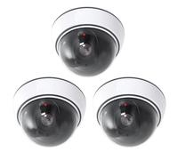 LEKEFETO Dome - Cámara falsa con luz LED intermitente: juego de 3 cámaras falsas para interiores y exteriores, con material de montaje, solución de seguridad realista