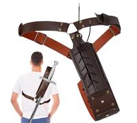 LEKEFETO Espada retro medieval hombro espalda vaina rana espada soporte para espada Katana soporte espada cinturón de espada de PU para recreaciones, cosplay y samurai - marrón