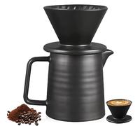 LEKEFETO Filtro de café de porcelana con taza, filtro de café reutilizable de porcelana, verter sobre cafetera con taza de cerámica, jarra de café con filtro, filtro de café reutilizable