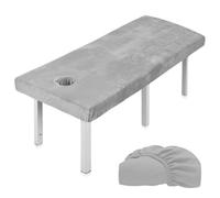 LEKEFETO - Funda para mesa de masaje con agujero, terciopelo de cristal grueso, lavable, funda de edredón para mesa de masaje para spa, belleza (190 x 80 cm, gris)
