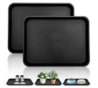 LEKEFETO Juego de 2 bandejas de goteo para zapatos, bandeja grande de plástico con borde elevado, para mascotas, jardín, zapatos, para interior y exterior, color negro, 42 x 32 x 3 cm