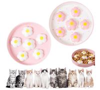 LEKEFETO Juego de 2 cuencos antienredos para gatos, de cerámica, antienredos, comedero para gatos, para todos los tamaños de gato, 16 x 16 cm, color rosa y blanco