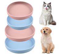 LEKEFETO Juego de 4 cuencos de silicona para gatos, comederos para gatos y bebederos, cuencos antideslizantes planos para alimentos secos (2 de 18 cm de diámetro y 2 de 15 cm de diámetro, color rosa y