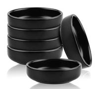 LEKEFETO Juego de 6 cuencos de cerámica para salsas, cuencos de cerámica para salsas, cuencos negros para especias, para guarniciones, sushi, salsa de tomate, barbacoa (negro)