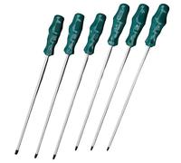 LEKEFETO Juego de 6 destornilladores Torx extralargos (300 mm) - Acero S2 con punta magnética y mangos antideslizantes para manualidades profesionales - T15, T20, T25, T27, T30, T40