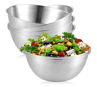 LEKEFETO - Juego de 6 ensaladeras de acero inoxidable: cuenco mezclador con marcas de medición - multifunción, grueso (16,8 x 6,8 x 8,5 cm)