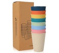 LEKEFETO Juego de 8 vasos de polipropileno, vasos reutilizables para niños y adultos, irrompibles, sin BPA, aptos para microondas y lavavajillas (8 colores)