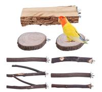 LEKEFETO Juego de 9 perchas naturales para pájaros: Juguete para pájaros con varias ramas, perchas de madera marrón natural, para cacatúas, canarios, papagayos paseriformes