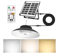 LEKEFETO Lámpara colgante solar con detector de movimiento, lámpara colgante solar con mando a distancia y cable de 5 m, 3 temperaturas de color y 3 modos, IP65 resistente al agua, lámpara colgante