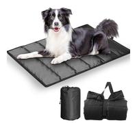 LEKEFETO Manta para perros para viajes, lavable, manta de viaje plegable para perros de camping, alfombrilla impermeable para perros de tamaño mediano y grande, color negro, 120 x 70 cm