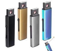 LEKEFETO Mechero electrónico de tormenta, 4 Unidades, Resistente al Viento, con Puerto USB, Encendido de Doble Cara, sin Llama, Recargable por USB, sin Gas