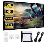 LEKEFETO Pantalla de proyección de 120 pulgadas: pantalla de proyección HD 16:9, pantalla de proyección exterior antiarrugas, pantalla plegable para el hogar, oficina, escuela, camping