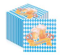 LEKEFETO Paquete de 100 servilletas para Oktoberfest, 33 x 33 cm, diseño de cuadros bávaros, color azul y blanco