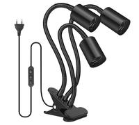 LEKEFETO Portalámparas de mesa E27: portalámparas de tres abrazaderas, clip para lámpara de escritorio LED con cable e interruptor, enchufe UE, cuello de cisne flexible de 360 grados, manguera larga
