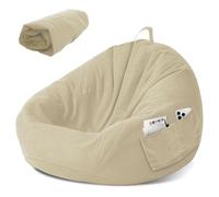 LEKEFETO Puff para niños, funda para puf, funda para puf, funda para silla, sin relleno, para mujeres e interiores, relajación, dormitorio - 80 x 90 cm, color blanco roto