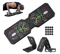 LEKEFETO Tabla de flexiones con asas de entrenamiento 24 en 1, plegable y antideslizante (material ABS), 150 kg de carga + guía muscular para pecho, espalda y tríceps