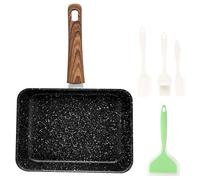 LEKEFETO Tamagoyaki - Sartén rectangular japonesa, sartén omlette japonesa con mango extraíble, sartén antiadherente para huevos, tocino, cocina casera, 15,5 x 19 cm