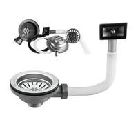 LEKEFETO Válvula de colador de cesta de 114 mm de acero inoxidable con rebosadero, desagüe de fregadero con válvula de colador, cesta de colador de acero inoxidable con interfaz rectangular